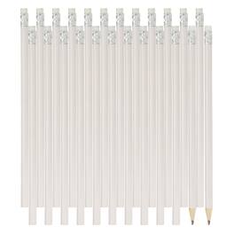 Unique Bargains - Round Wooden Pencils Bulk, 24pcs HB Graphite Pencils w/ Eraser for Office, Eng, Writing, Art, Drawing - White