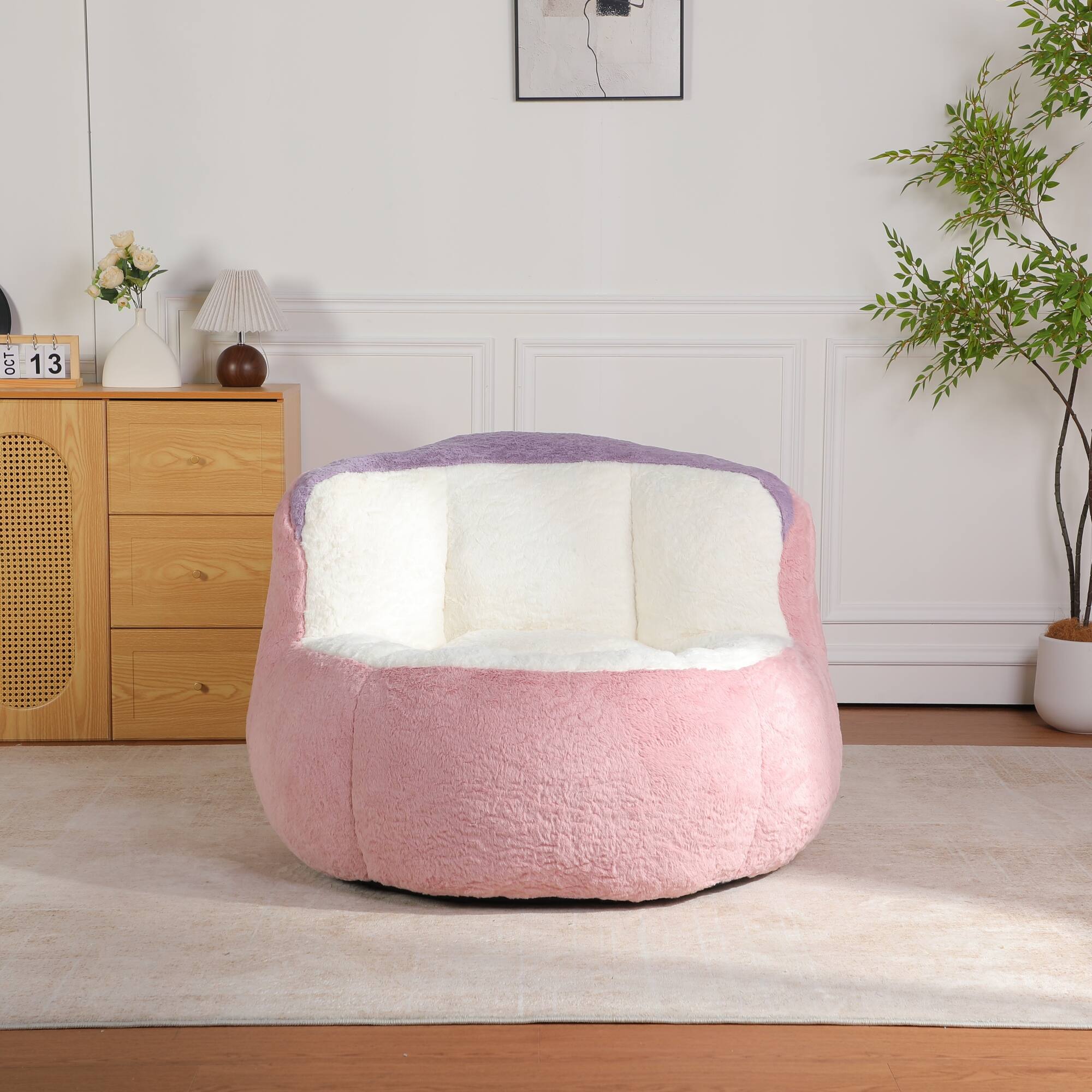 Alt View 6. GOODSILO - Oversized Bean Bag Chair Lounger Sofa with Faux Fur Cover and Shredded Foam Filling for Living Room Comfort - Multicolor.