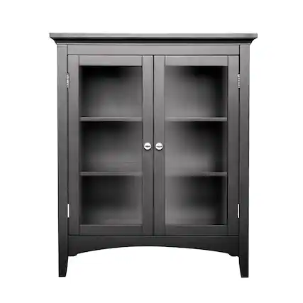 Front. Hivvago - Dark Espresso Freestanding Bathroom Floor Cabinet with Storage Shelves - Dark Espresso.