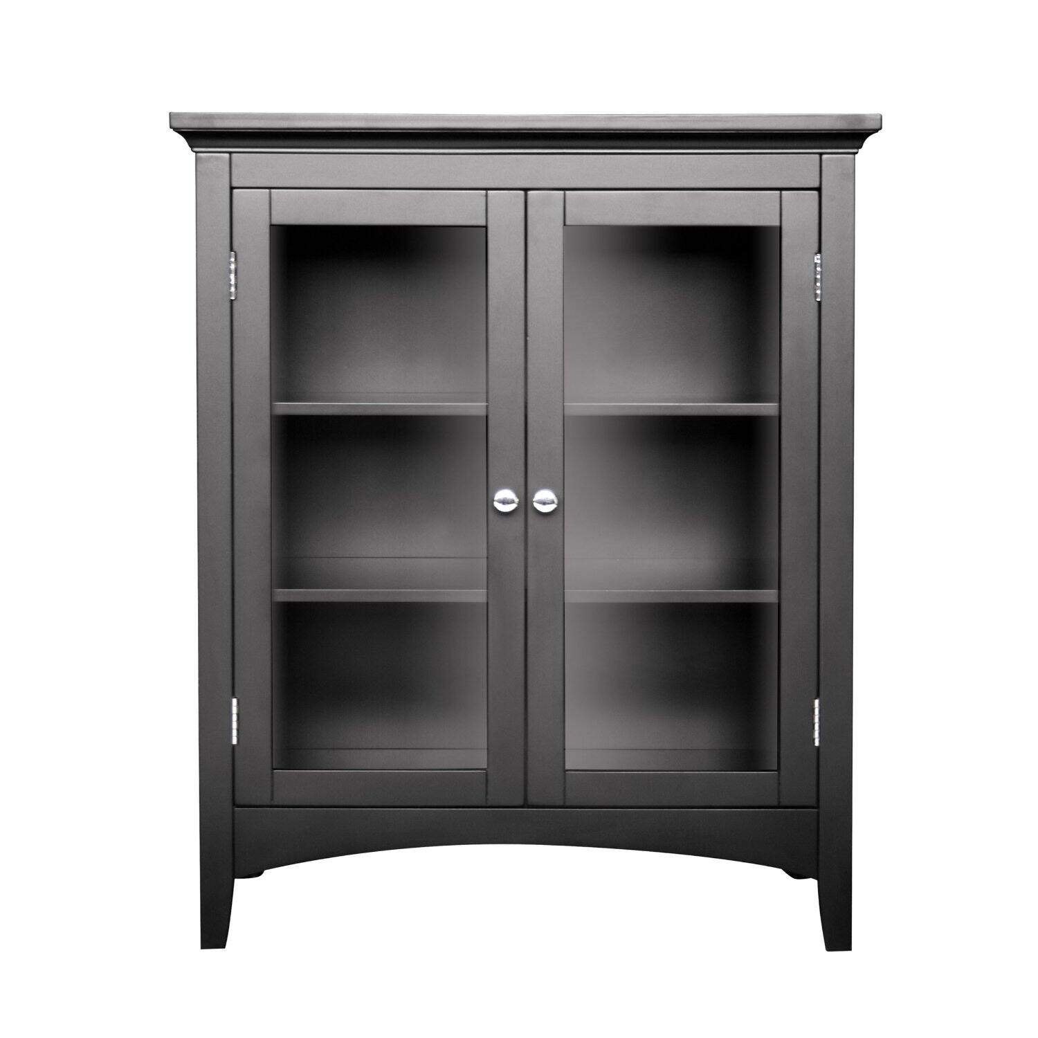 Front. Hivvago - Dark Espresso Freestanding Bathroom Floor Cabinet with Storage Shelves - Dark Espresso.