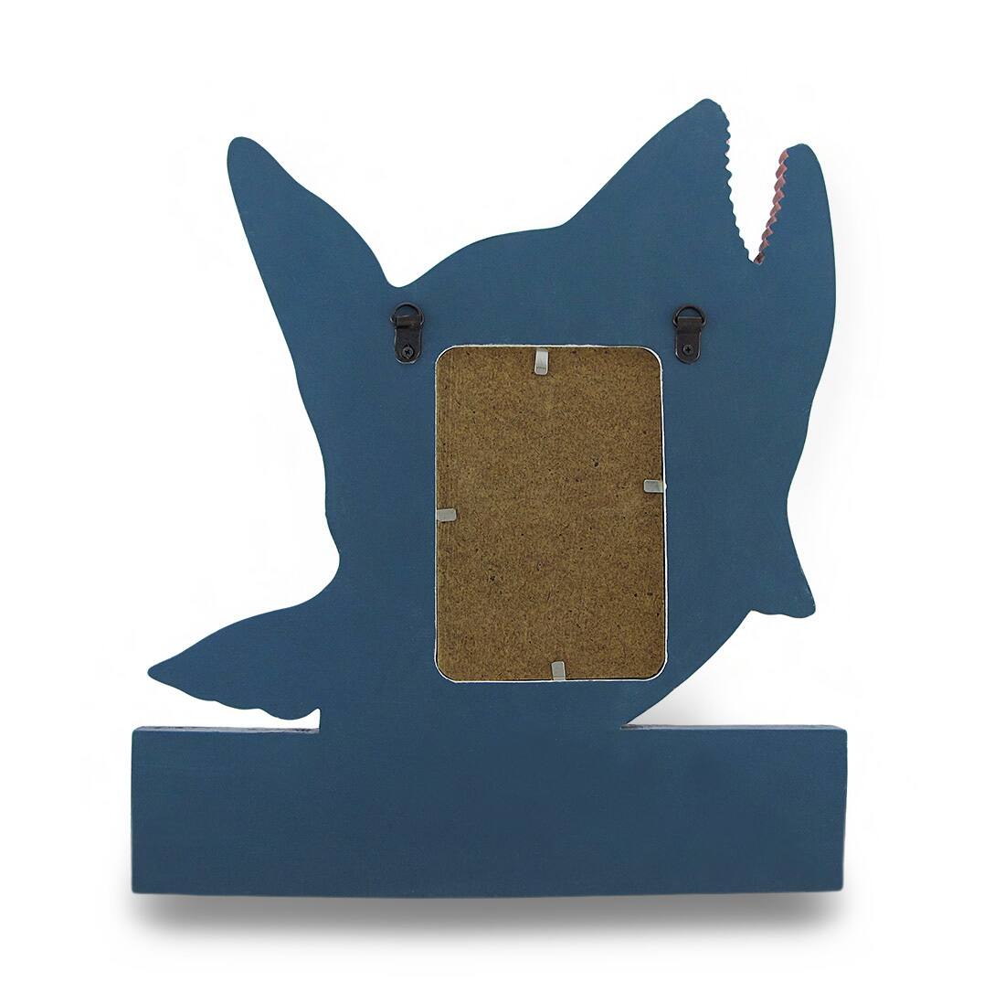 Alt View 2. Zeckos - Colorful Wooden Bass Shaped Decorative Hanging Photo Frame and Wall Hooks - Multicolored.