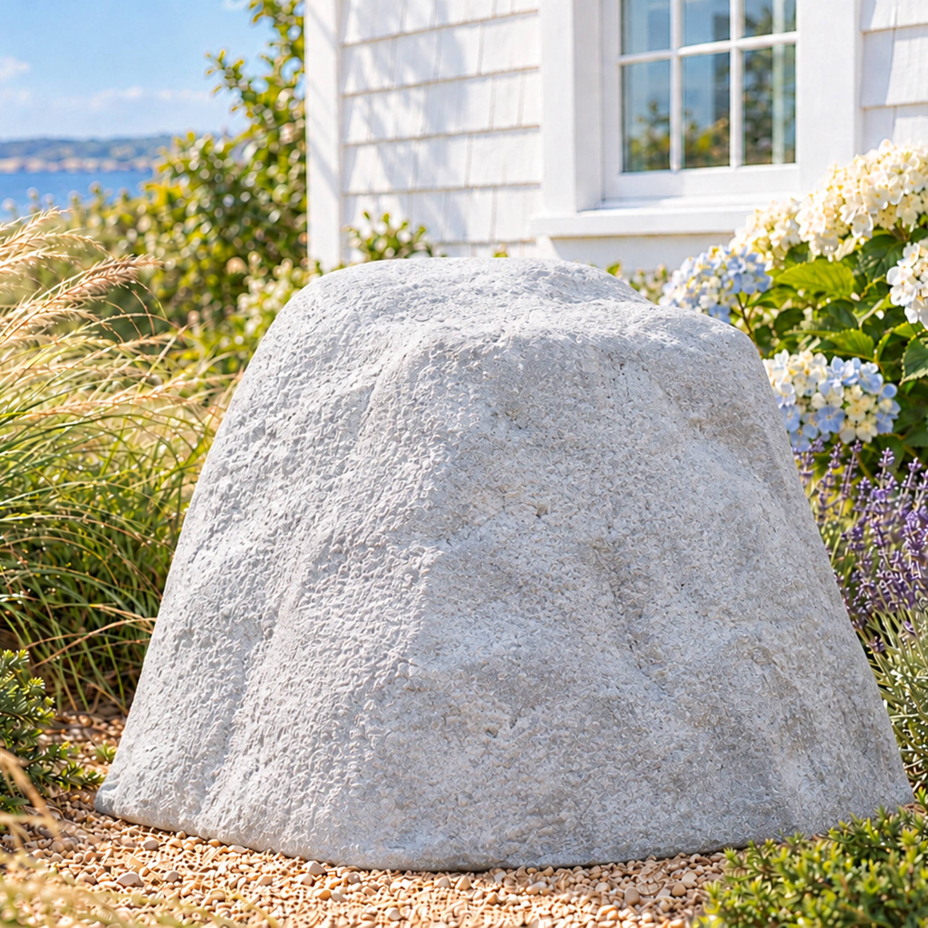 Alt View 9. Sunnydaze - Set of 2 Artificial Polyresin Landscape Rocks with Stakes - Gray.