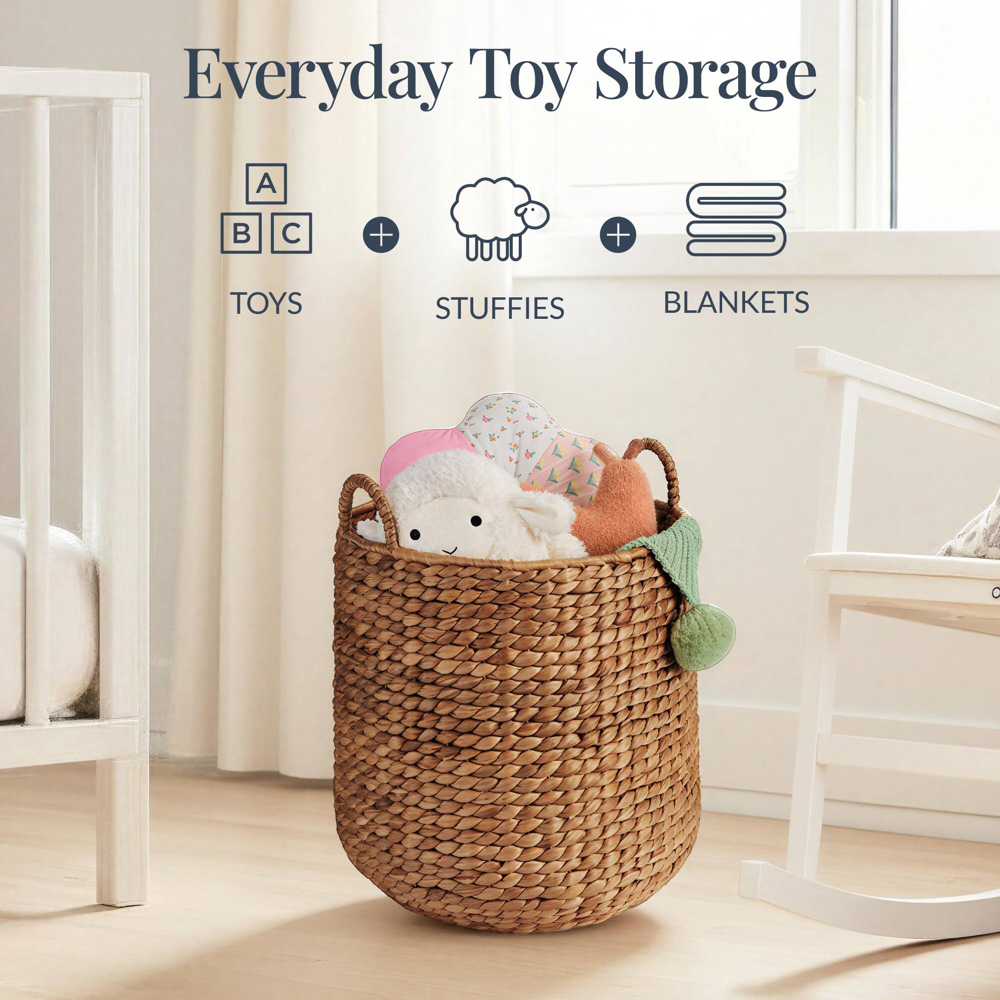 Everyday Toy Storage  
A B C  
TOYS + STUFFIES + BLANKETS