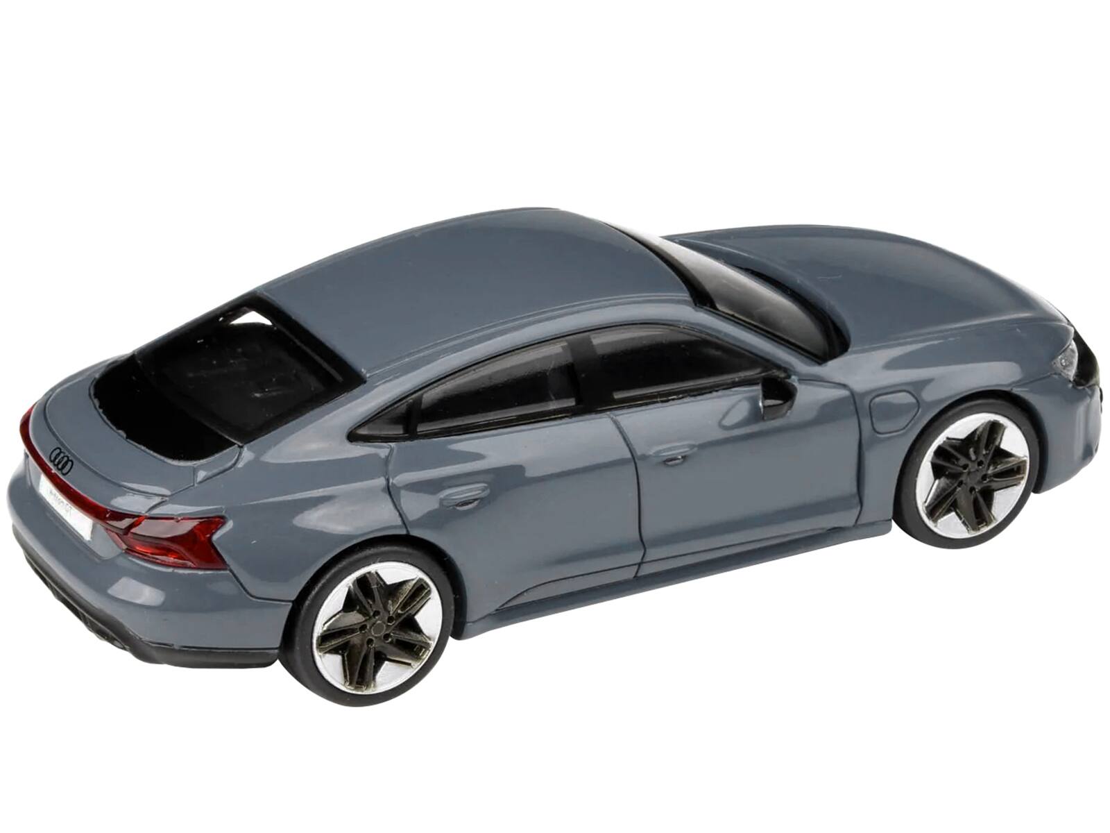Angle. Paragon - 2021 Audi RS e-tron GT Kemora Gray 1/64 Diecast Model Car by Paragon - Gray.