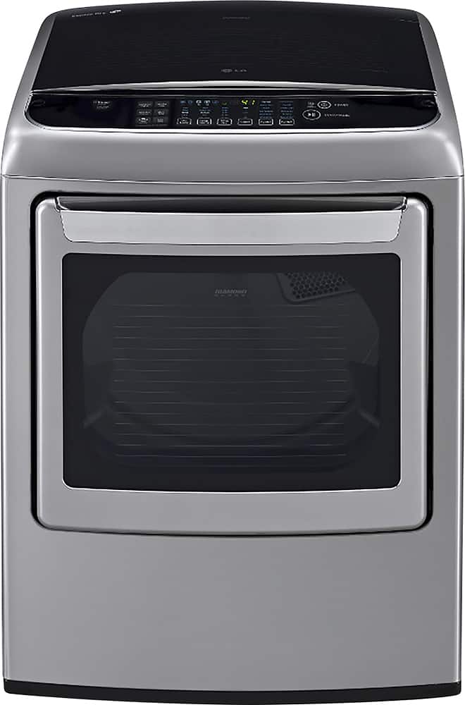 Front. LG - EasyLoad 7.3 Cu. Ft. 12-Cycle Ultralarge-Capacity Steam Smart Electric Dryer - Graphite steel.