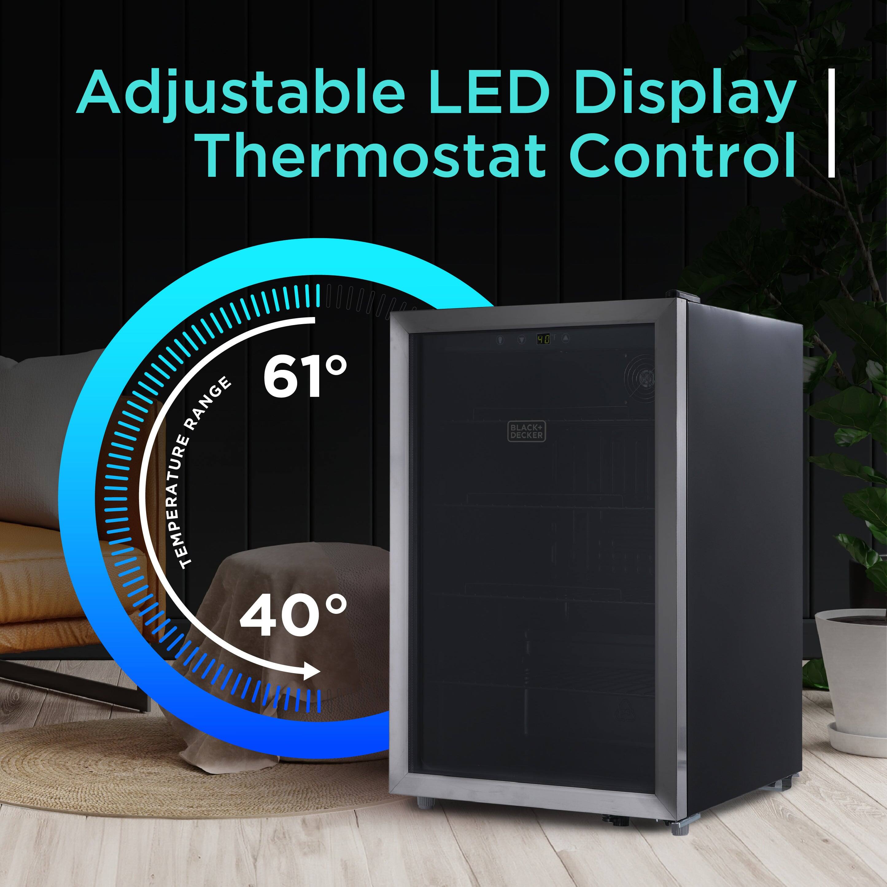Adjustable LED Display Thermostat Control

Temperature Range: 40° - 61°

BLACK+DECKER