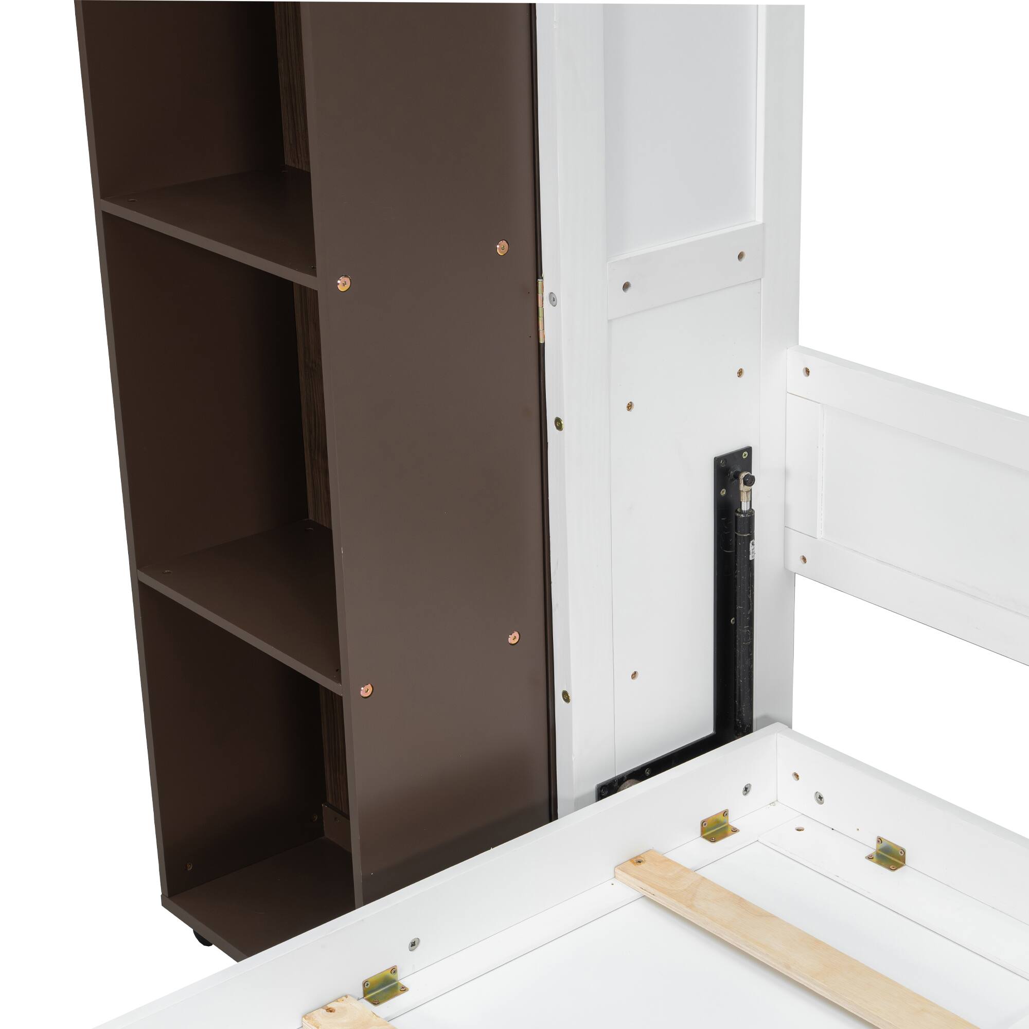 Alt View 5. Anysun - Queen Murphy Bed Wall Bed with Storage Doors - Brown.