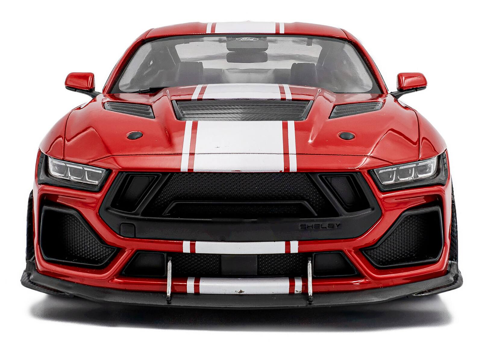 Alt View 4. Solido - 2024 Ford Shelby Mustang Super Snake Race Red with White Stripes 1/18 Diecast Model Car by Solido.