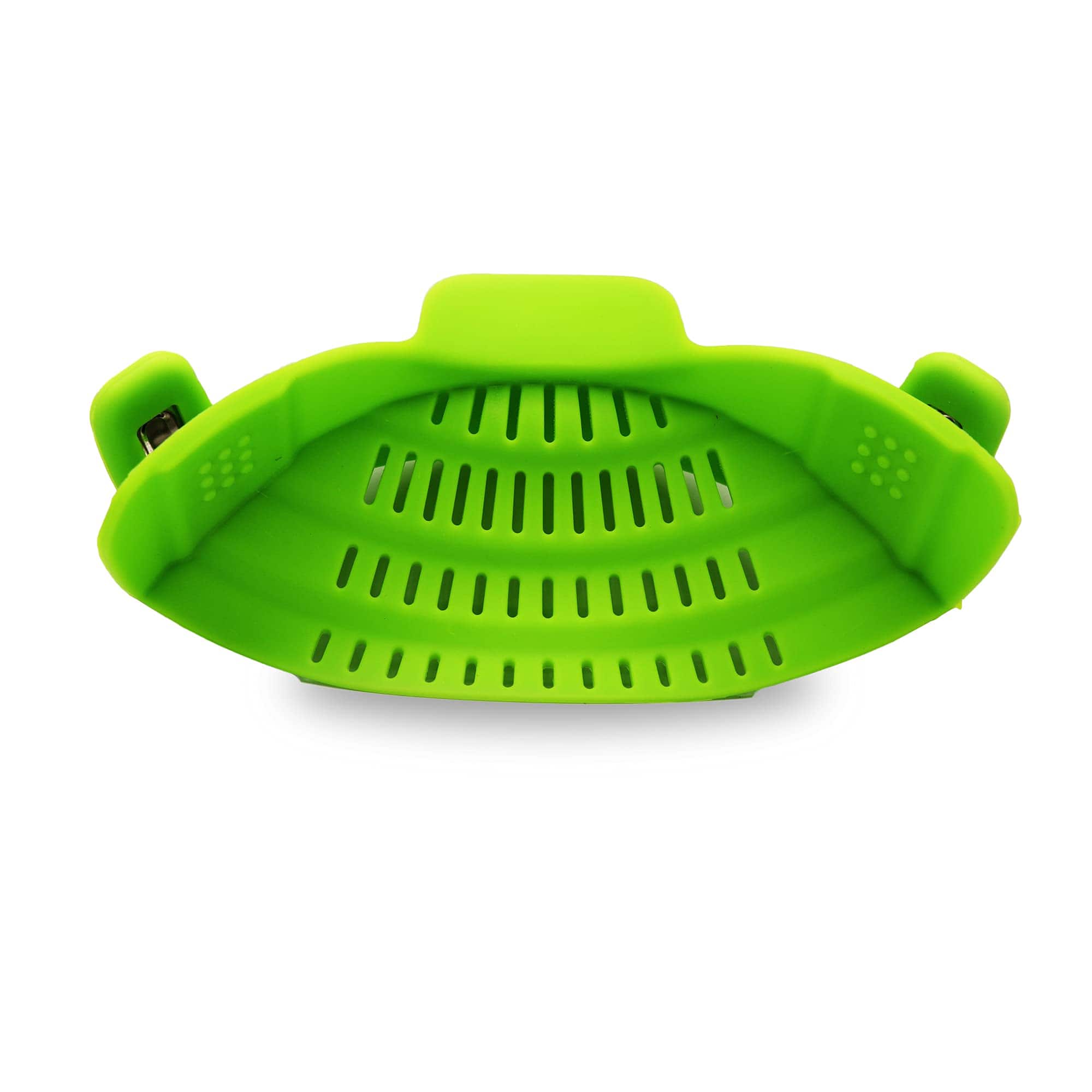 Cheer Collection - Silicone Clip on Pot Strainer, Heat-resistant Snap-on - for Pasta, Noodles Etc - Green