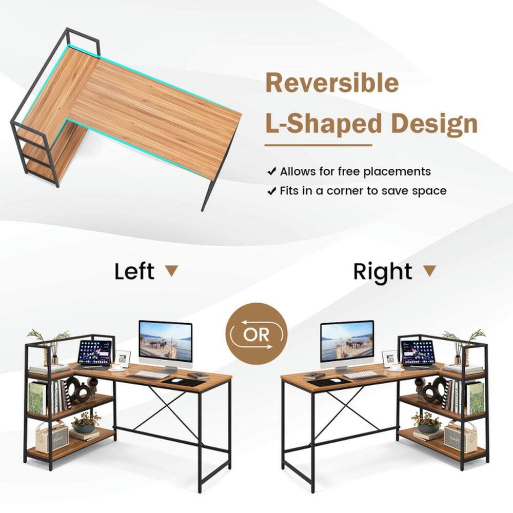 Reversible L-Shaped Design  
- Allows for free placements  
- Fits in a corner to save space  

Left  
OR  
Right