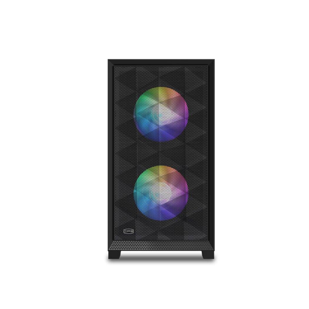 Back. PCCOOLER - C3D310 BK ARGB PC Case with 2 ARGB Fans Desktop Computer Case Gaming Case for M-ATX / ITX, 350MM Graphics Cards Support - Black.