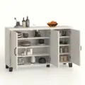 Costway - 3-Door Buffet Sideboard Storage Credenza Cabinet Console Adjustable Shelf White Wash - White Wash