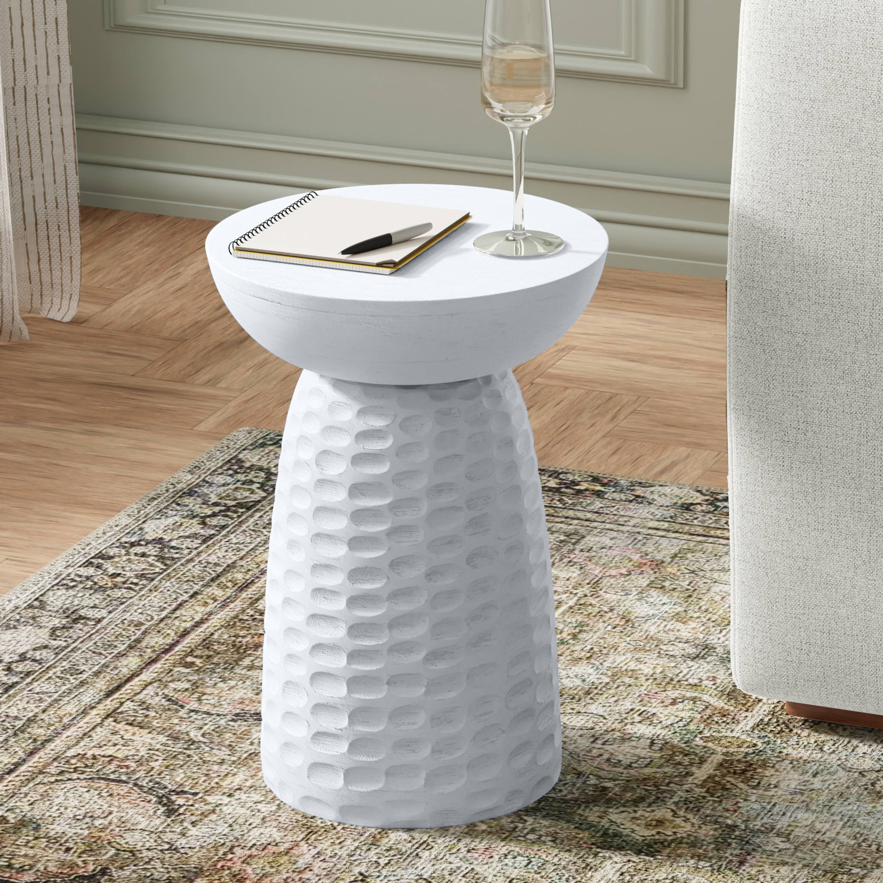 Angle. Simpli Home - Boyd 13 inch Wide Solid Wood Contemporary Accent Table in White, Assembled - White.
