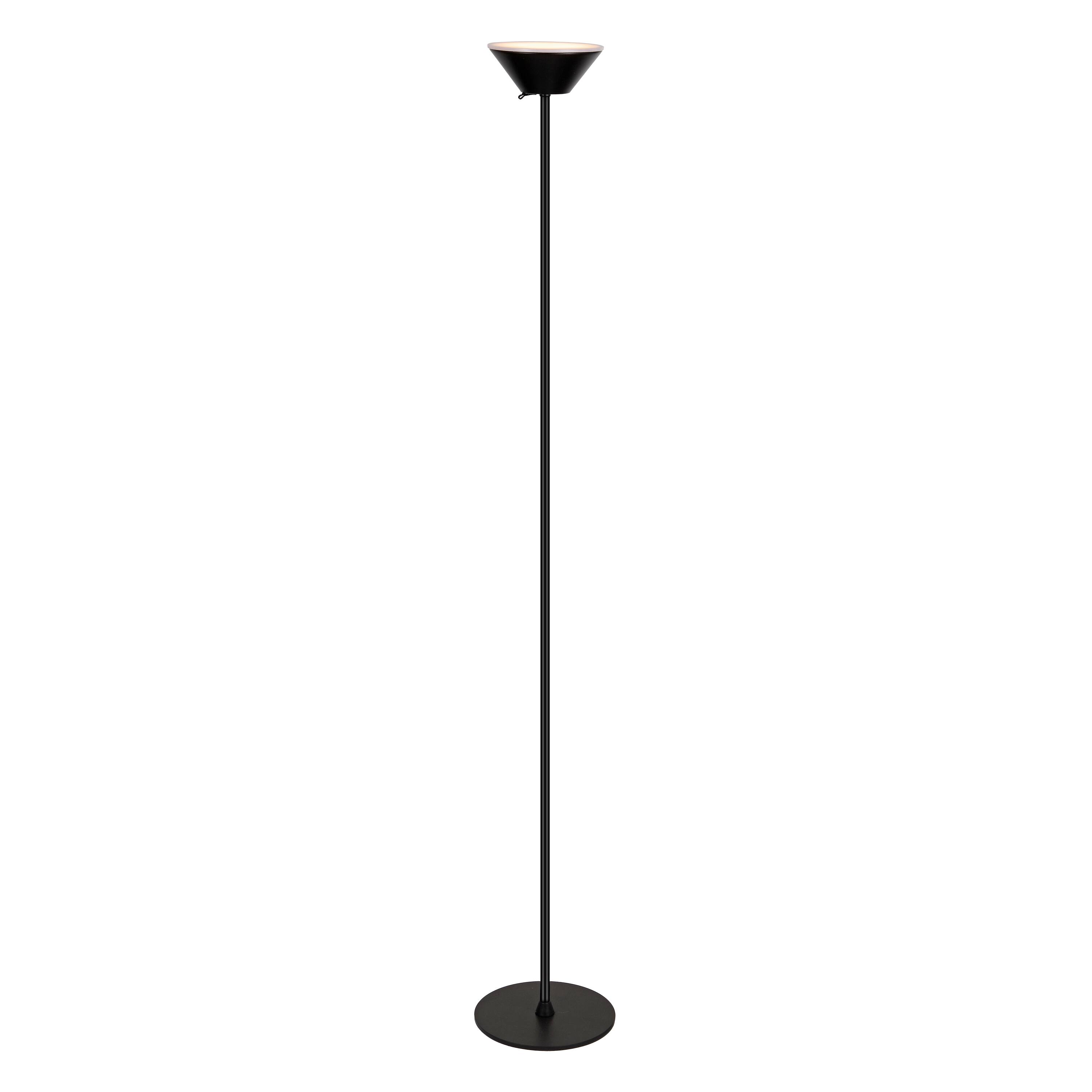 Front. Jonathan Y - Elias 59" Torchiere Metal Adjustable Rechargeable Integrated Portable Sensor Dimmable Indoor/Outdoor Floor Lamp, Black - Black.