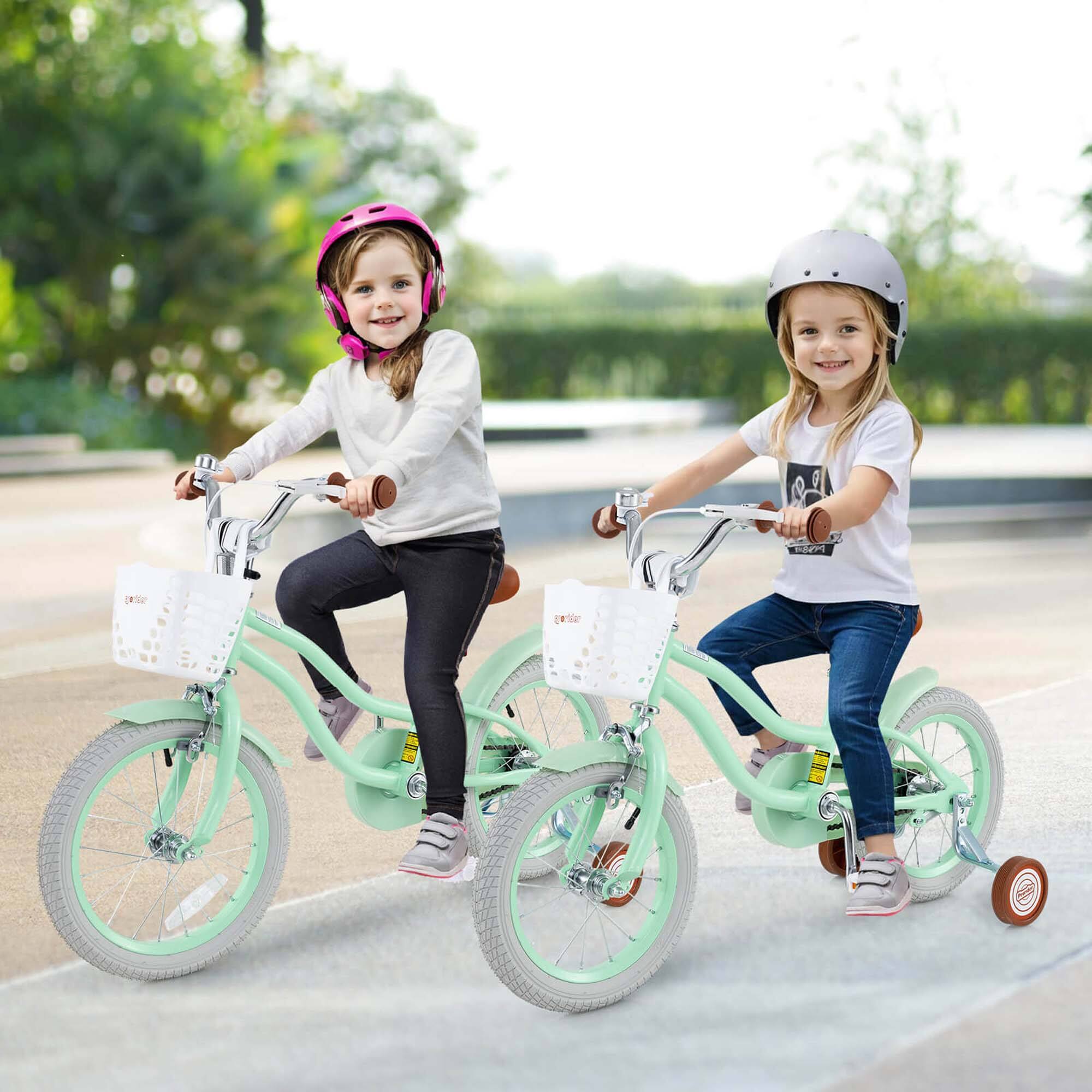 Alt View 1. Costway - Costway 14" Kid's Bike with Removable Training Wheels & Basket for 3-5 Years Old - Green.