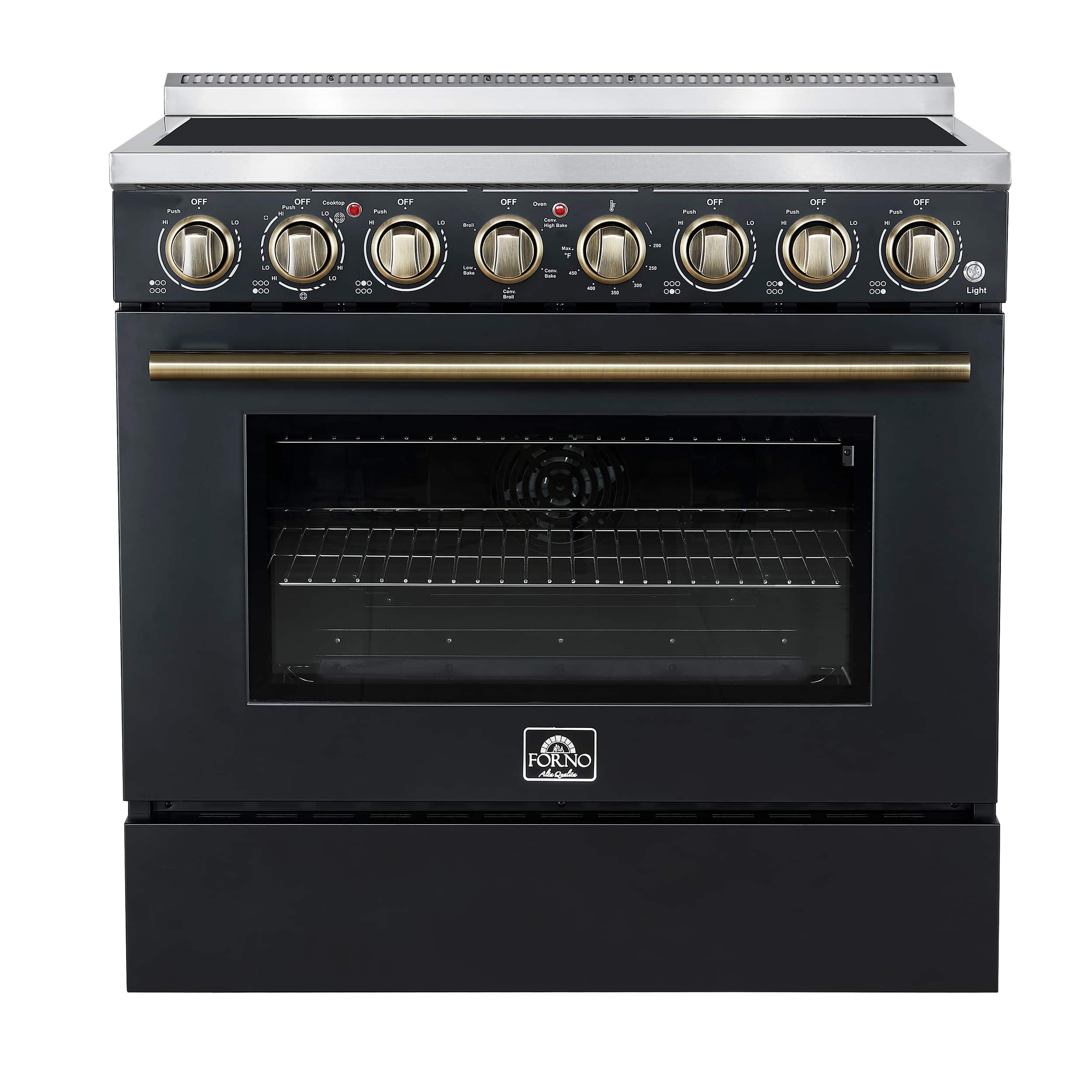 Forno Appliances - Paolo 5.44 Cu. Ft. Freestanding Electric True Convection Range with Warming Zone - Black - Front_Zoom