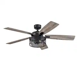 Honeywell - Carnegie Ceiling Fan, Quiet Motor and Remote Control, 52" - Matte Black