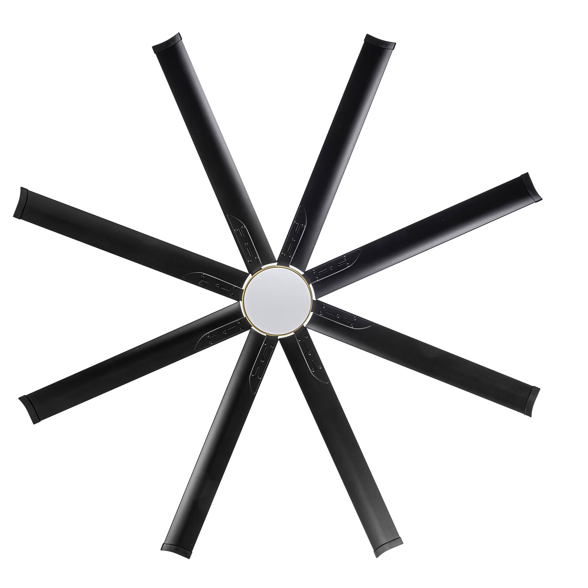 Alt View 9. Breezary - 72-In Large Ceiling Fan with 8 Aluminum Blades, DC Motor, 6-Speed Remote with Timer, 2 Downrods, Light/No Light Option - Gold and Black (With Light).