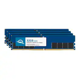 OWC - 128GB (4x32GB) DDR5 5200MHz 2Rx8 CL42 ECC Unbuffered 288-pin DIMM Memory RAM for Workstations, Servers, NAS Systems - Black Chips