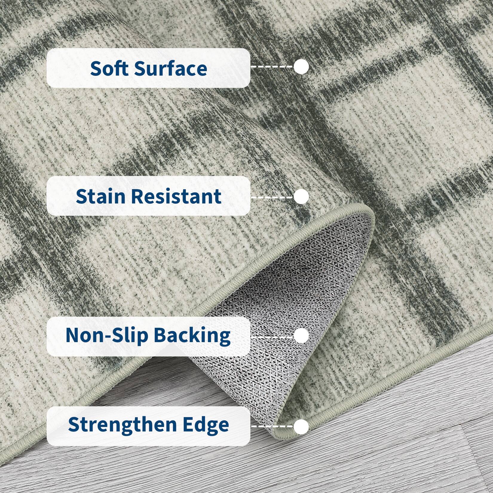 - Soft Surface
- Stain Resistant
- Non-Slip Backing
- Strengthen Edge