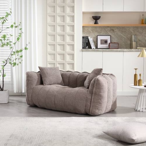 Left. GOODSILO - Premium Two-Person Square Recliner Sofa with High Resilience Foam Core for Ultimate Comfort and Relaxation - Brown.