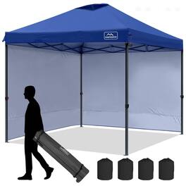 KAMPKEEPER - 10x10 Pop Up Canopy Tent with 2 Sidewalls for Outdoor Use - Navy Blue