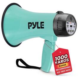 Pyle - 30W Rechargeable Megaphone with Voice Recorder, Siren, AUX Input & USB-C Charging - Teal