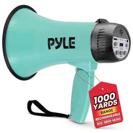 PYLE DC RUK RECORD OFF 9 FLAY MUSIC P SIREN 1000 YARDS RANGE RECHARGEABLE MUSIC AUX SIREN