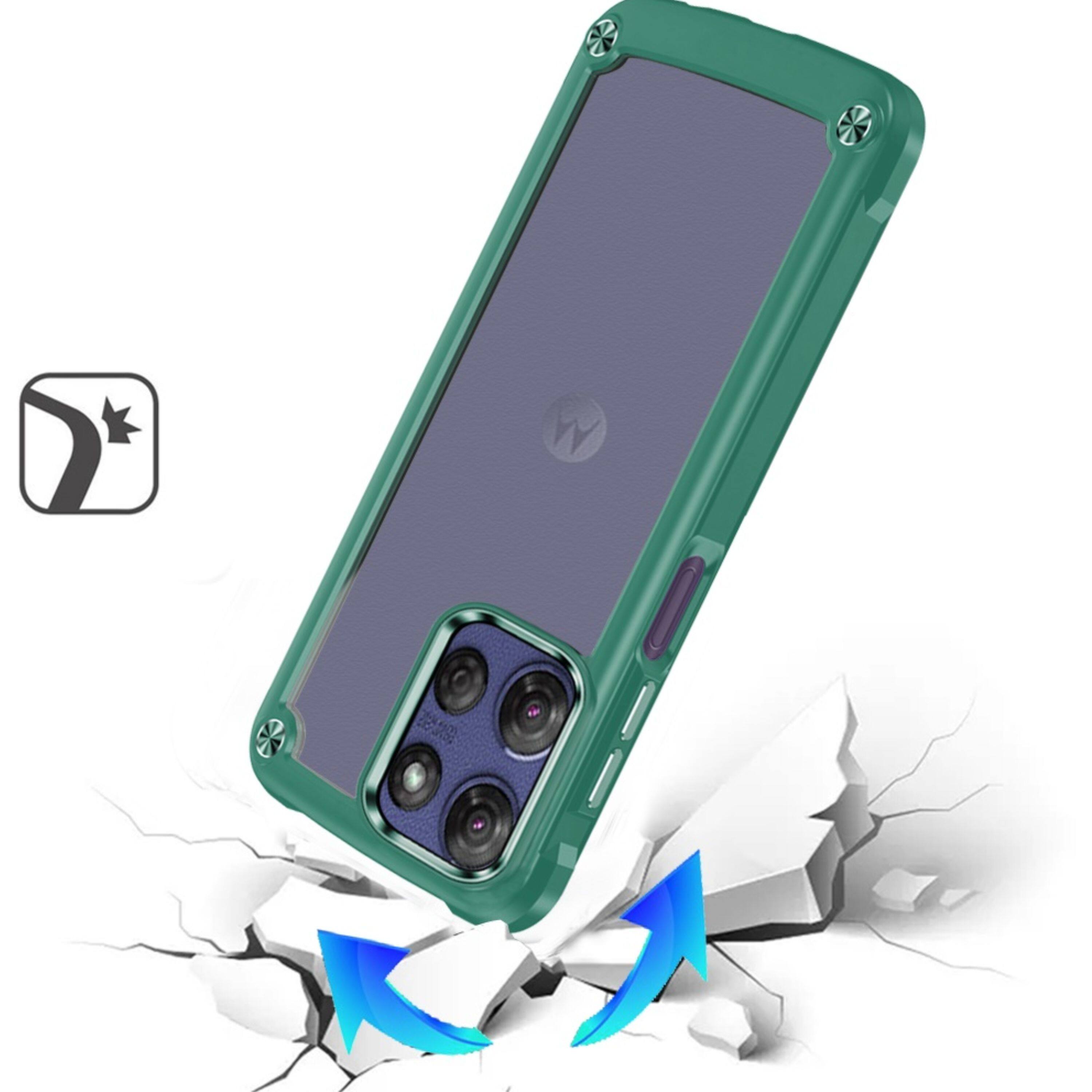 Left. Kitcheniva - Elegant Clear Back Phone Case With Metallic Buttons And Tempered Glass For Moto G Stylus 2026/2025 Midnight Green - Midnight Green.