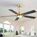 Front. Breezary - 52" Modern Indoor Ceiling Fan with LED Light, 5 Reversible Plywood Blades, 6-Speed DC Motor, Remote, Timer, 5" Downrod - Gold and Matte Black.