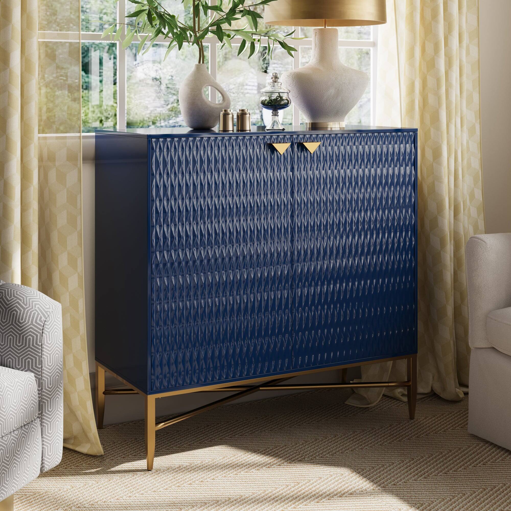 Alt View 2. Boyel Living - 32.8 in. H 2 Door Blue Locker Accent Storage Cabinet with Hardware Stand - Blue.