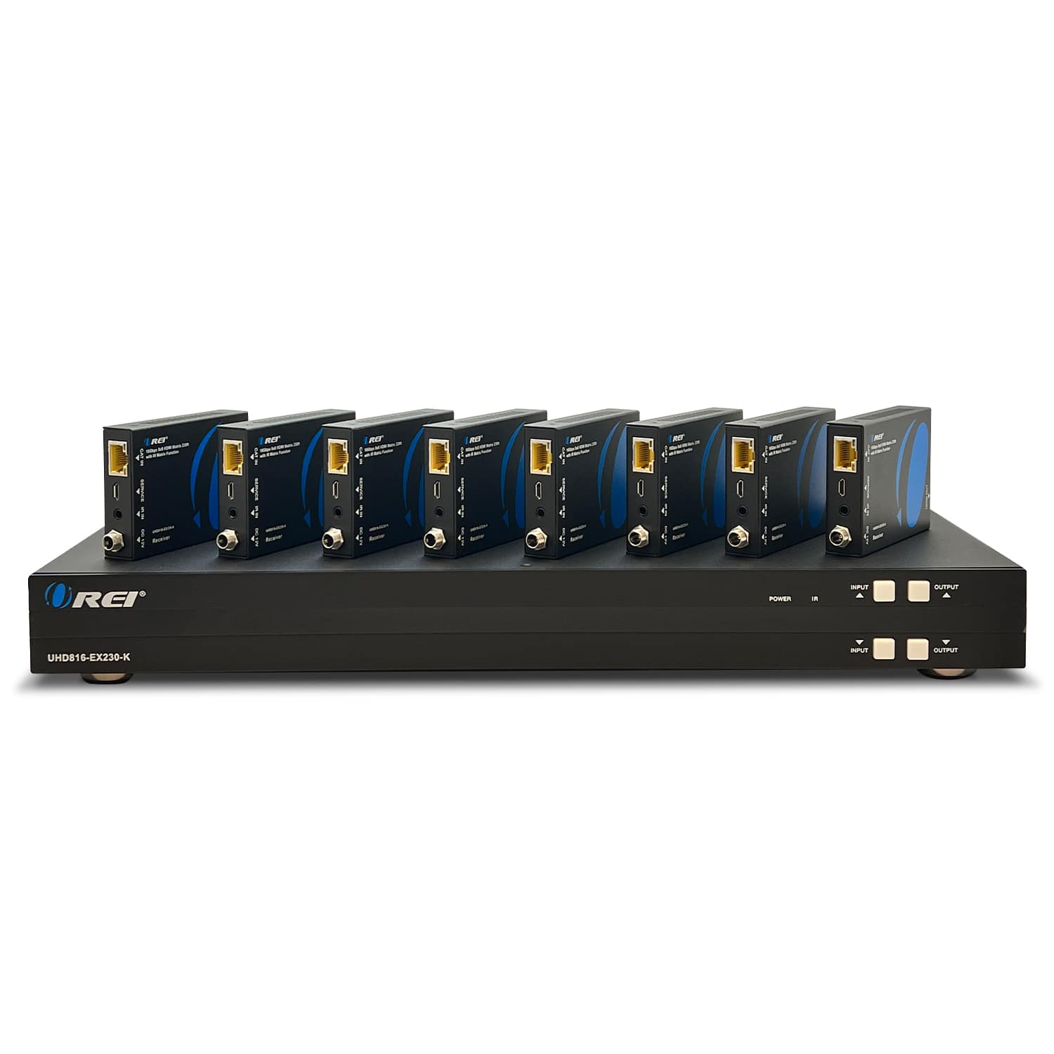 Orei - 4K@60Hz 8x8 HDMI Extender Matrix (Loop) - 230ft (Cat6) - Black