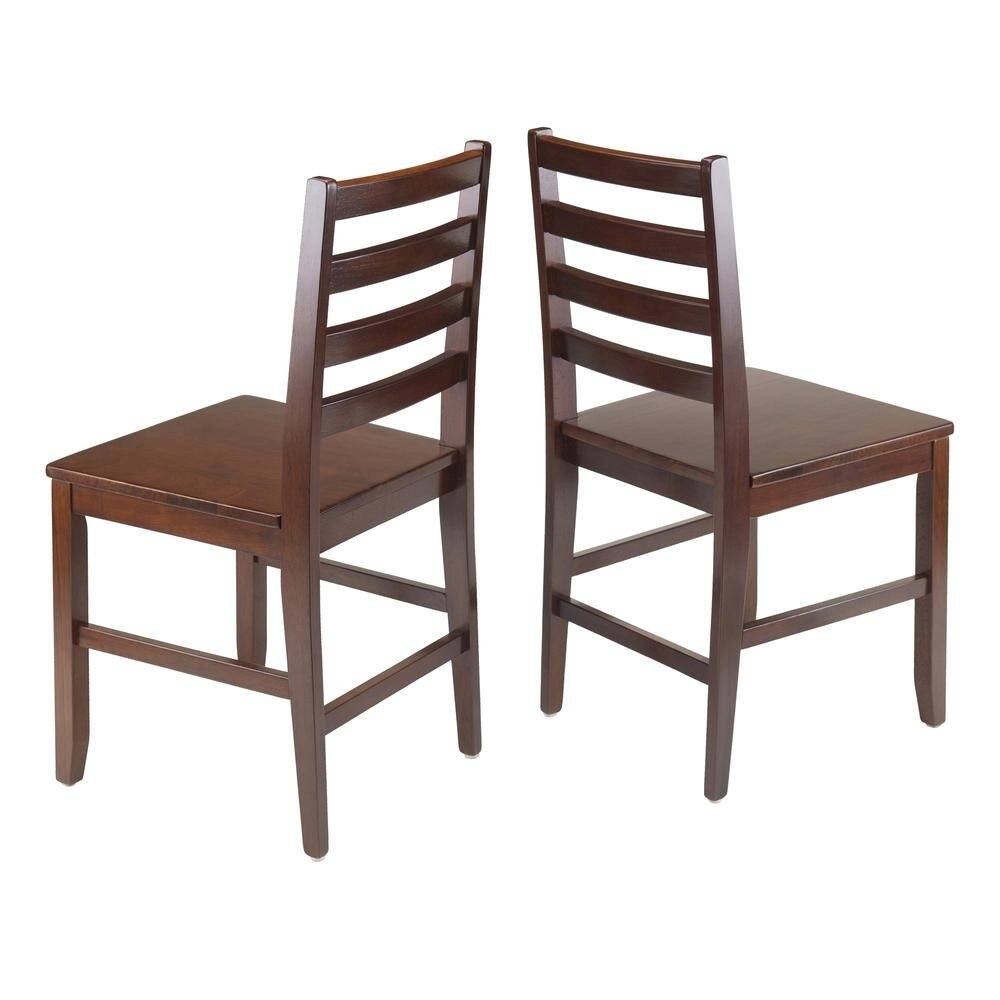 Alt View 2. FurniFact - 2-Pc Solid Wood Ladder Back Chairs - Walnut.