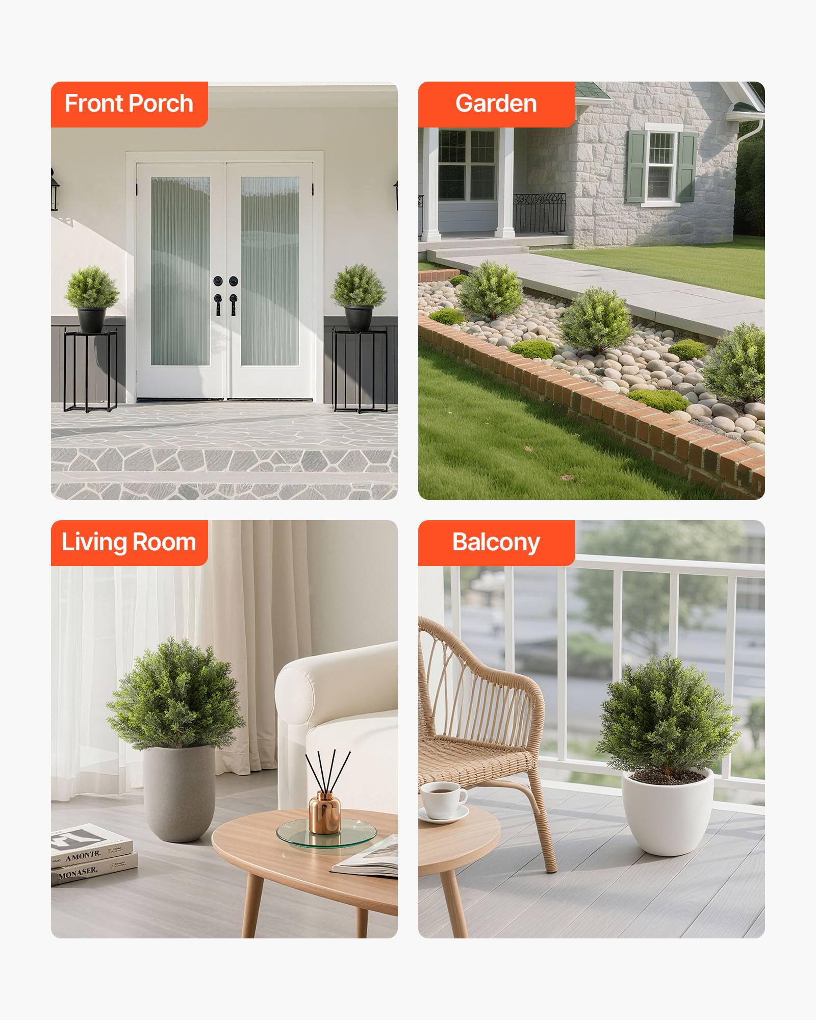 Front Porch  
Garden  
Living Room  
Balcony