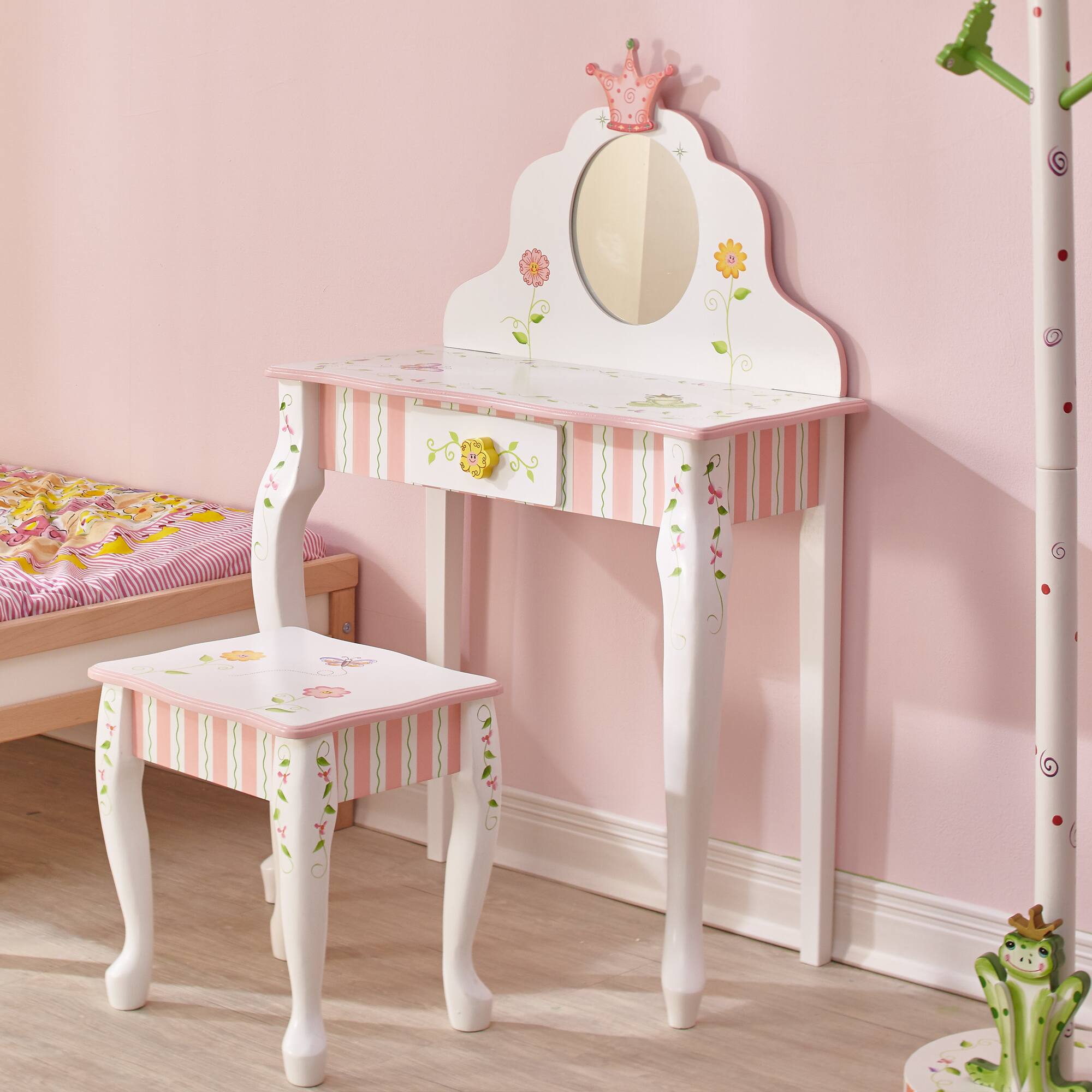 Front. Teamson Kids - Fantasy Fields Princess & Frog Vanity Table & Stool Playset.
