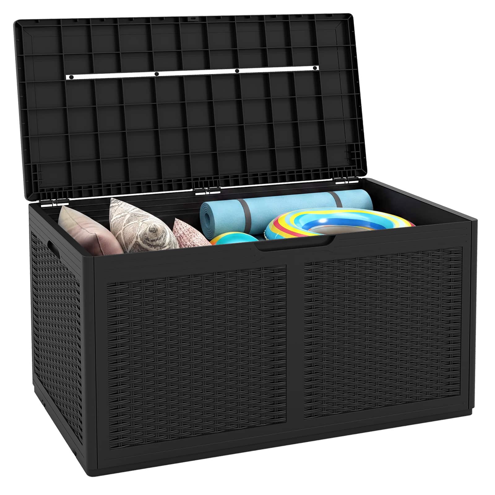 Gymax - 100 Gallon Resin Deck Box w/ Lockable Lid Wheels for Pool Accessories - Black price history on PriceWatchPro