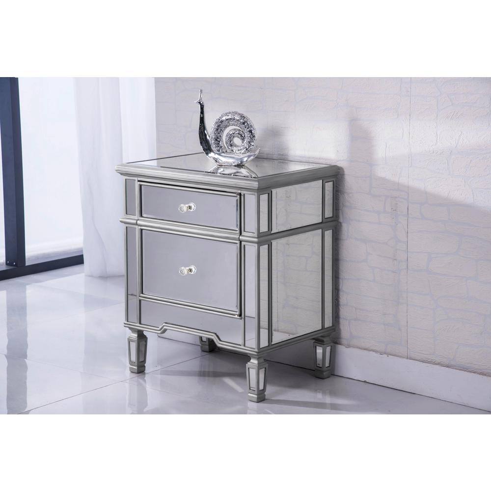 Alt View 5. Elegant Decor - 1 Door Cabinet 24 in. x 16 in. x 27 in. in silver paint - Hand Rubbed Antique Silver.