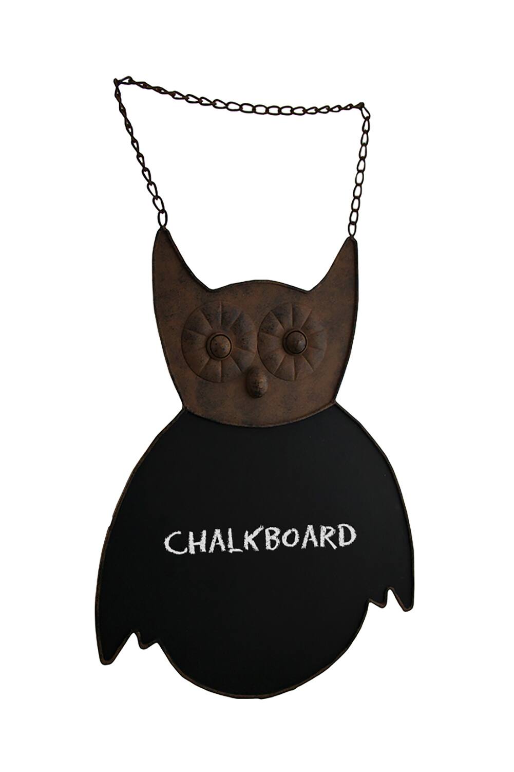 Zeckos - Rustic Finish Owl Decorative Metal Chalkboard Wall Hanging 21 Inch - Brown