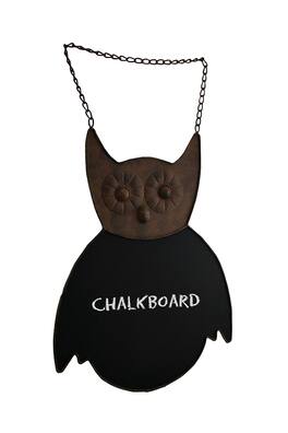 Zeckos - Rustic Finish Owl Decorative Metal Chalkboard Wall Hanging 21 Inch - Brown