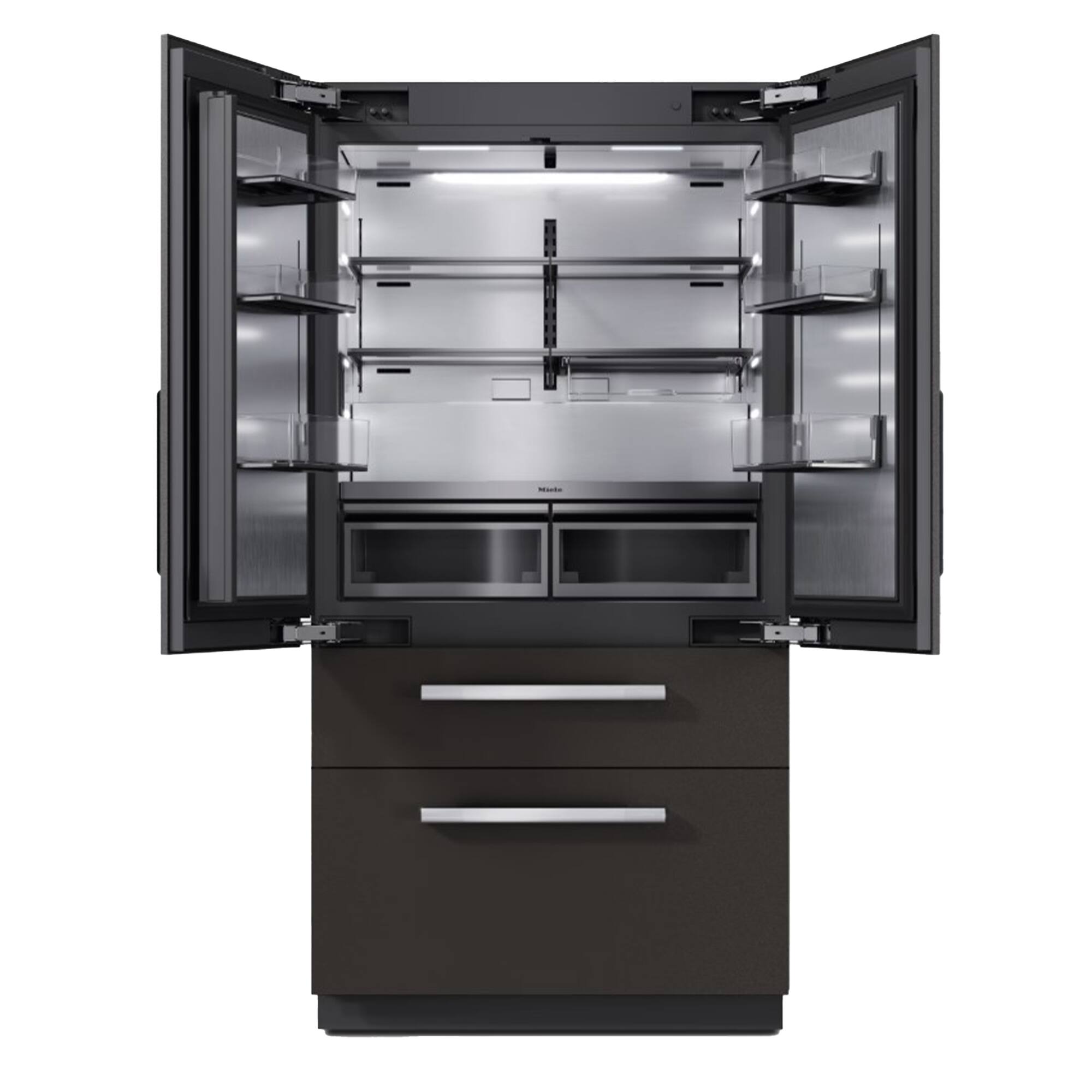 Angle. Miele - KFMC 3858 French Door  42"  23.1 Cubic Feet Bottom Mount MasterCool Fridge-Freezer - Panel Ready.