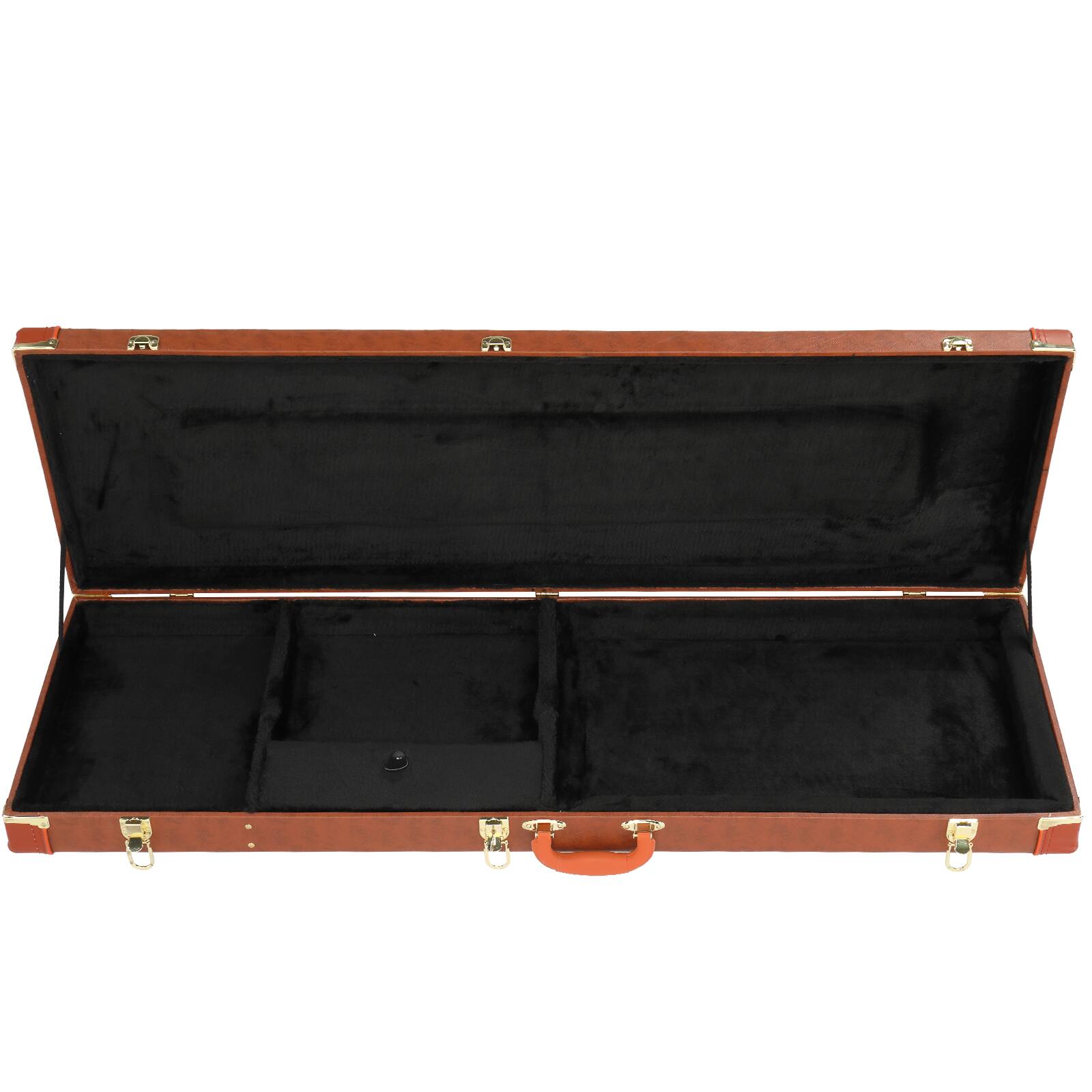 Left. Winado - Electric Bass Guitar Hard Case Wooden Hard Shell Carrying Case Wooden  Hard-Shell Protective Carrying Case.