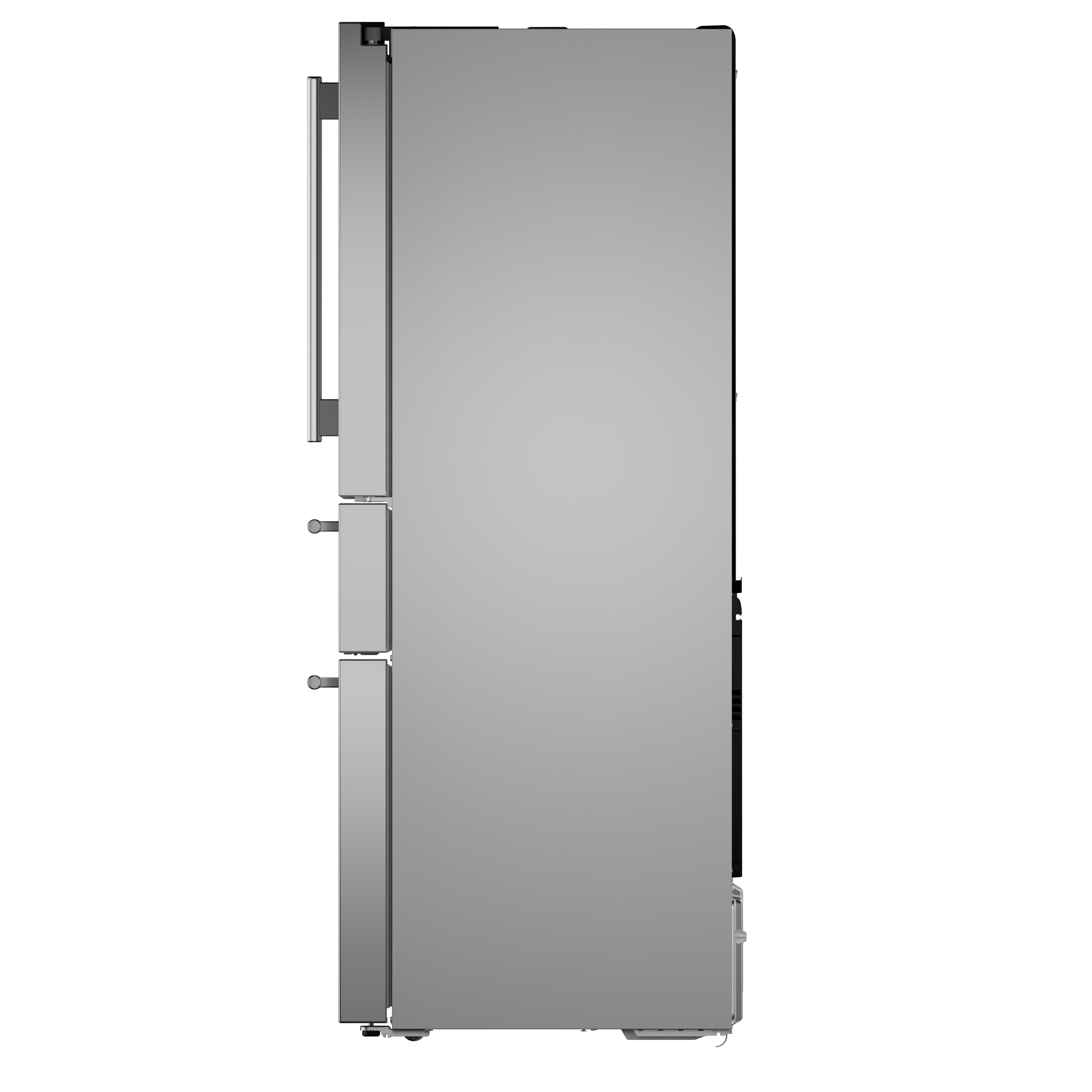Left. Thermador - Freedom Collection 20.4 Cu. Ft. 4-Door Bottom Freezer French Door Smart Refrigerator with Masterpiece Handles - Stainless Steel.