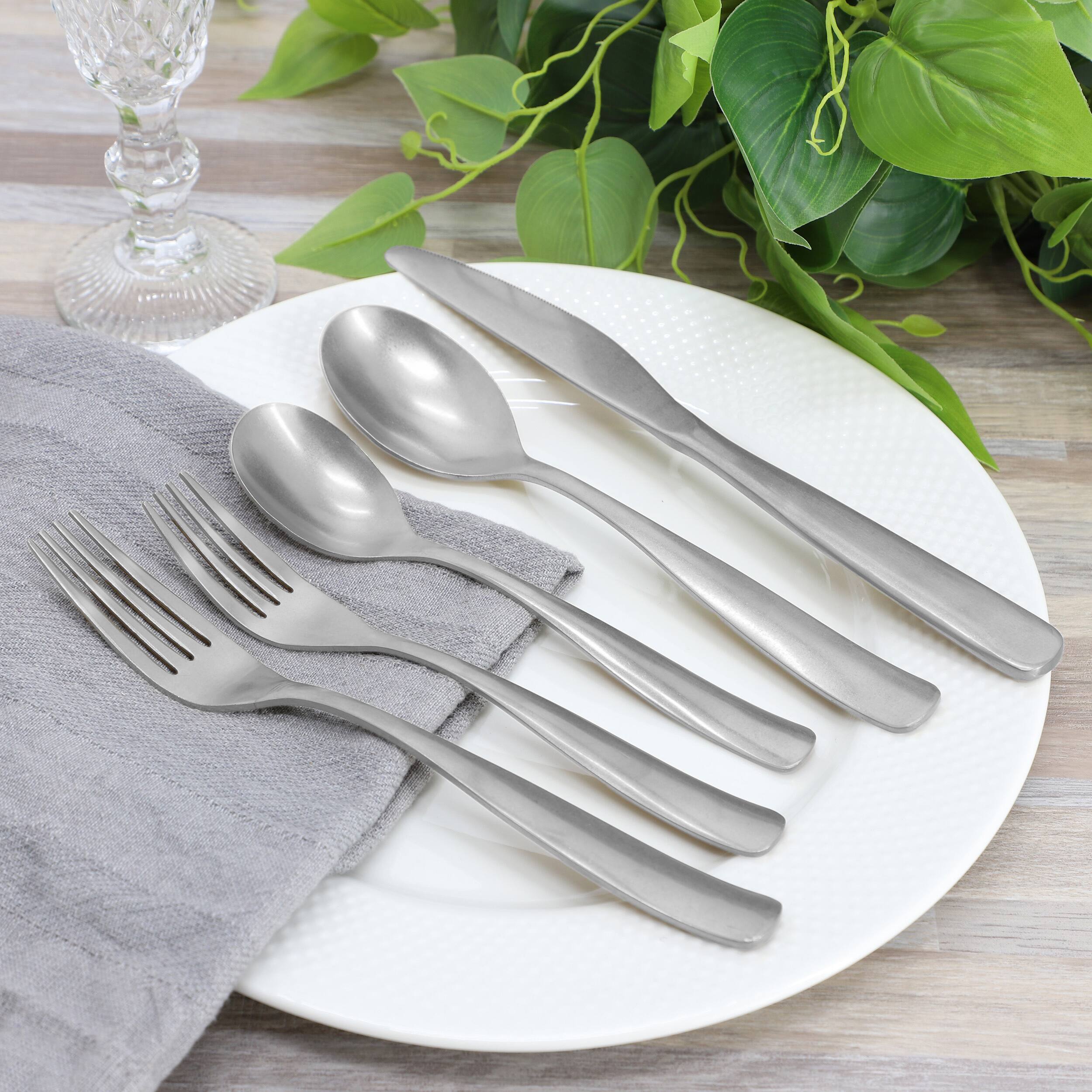 Alt View 4. Gibson - Gibson Home Hulton 20 Piece Stainless Steel Flatware Set in Silver - Silver.