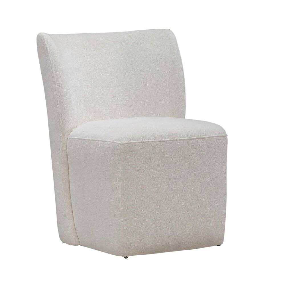 Alt View 2. Liberty Furniture Industries - Accent Dining Chair with Castors - Rounded Back - Ivory Upholstry - White.