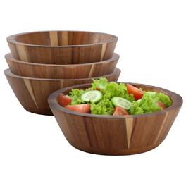 MegaChef - 4 Piece 6.75 Inch Acacia Wood Salad Bowl Set - Brown