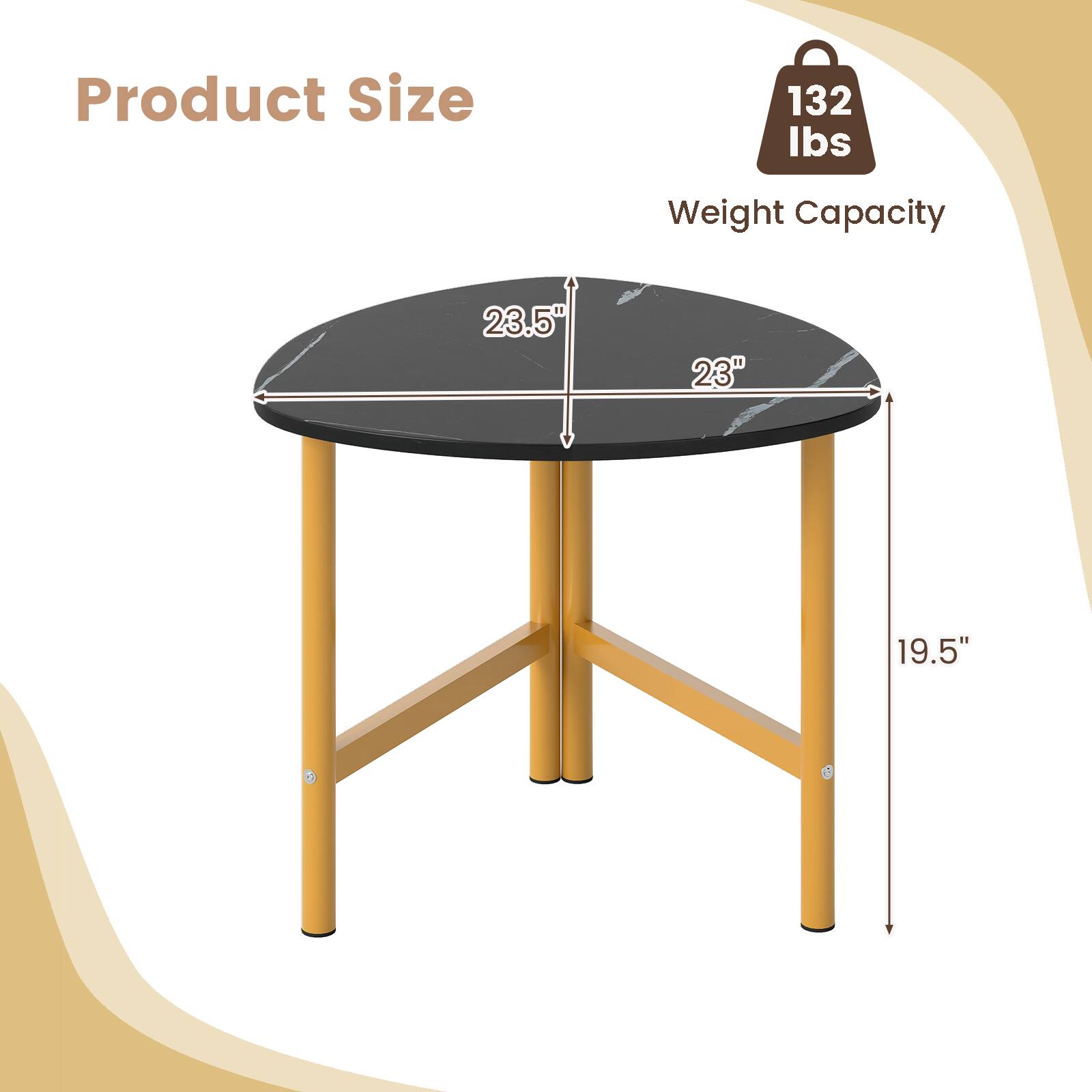 Product Size: 23.5" x 23" x 19.5"  
Weight Capacity: 132 lbs