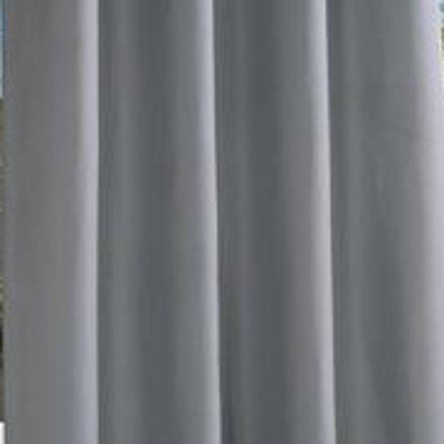 Left. Commonwealth Home Fashions - Commonwealth Outdoor Décor Coastal Grommet Top Solid Curtain Panel 50'' x 108'' Grey - Grey.