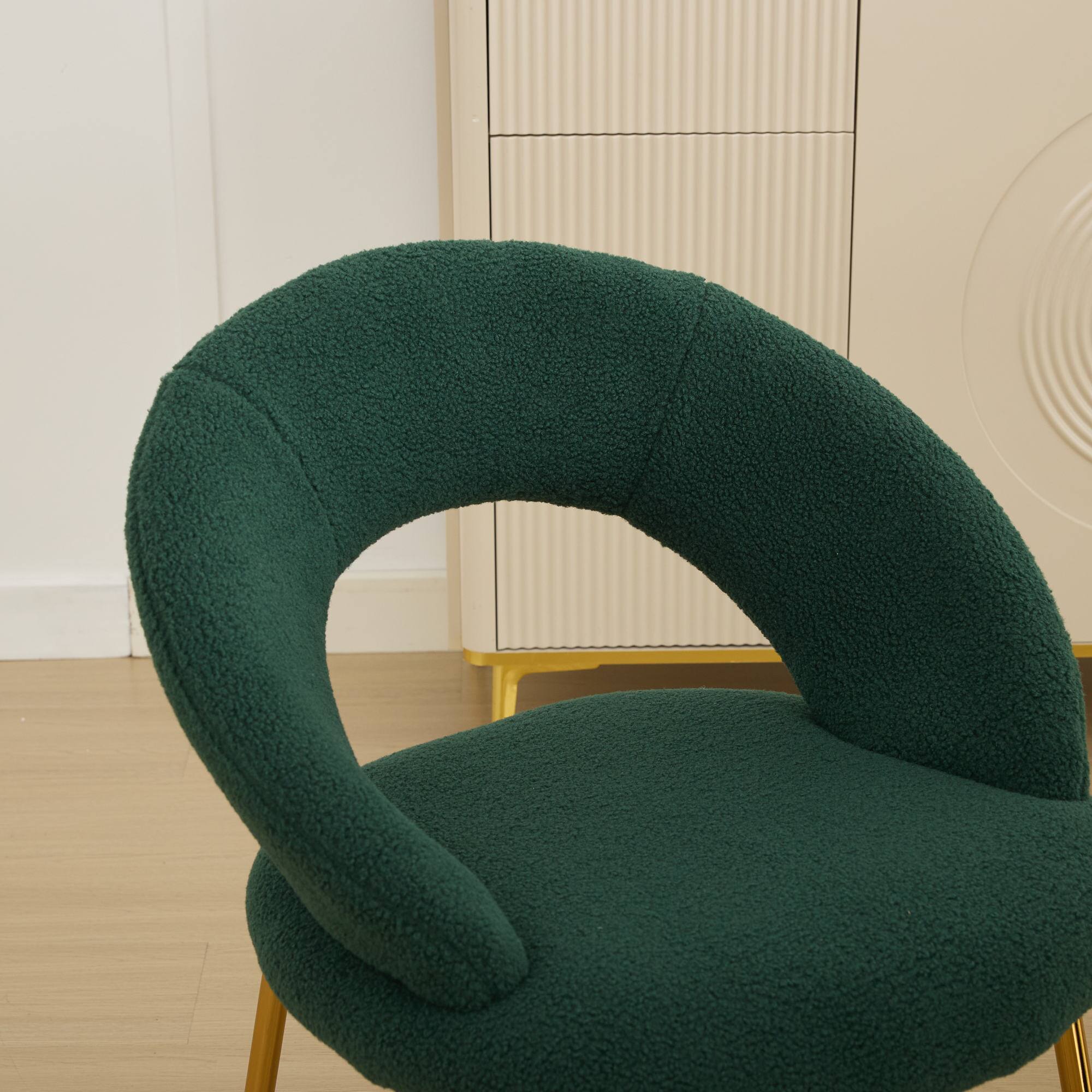 Alt View 6. GOODSILO - Luxury Velvet Dining Chair with Curved Backrest and Elegant Metal Legs for Modern Kitchen or Dining Room - Green.