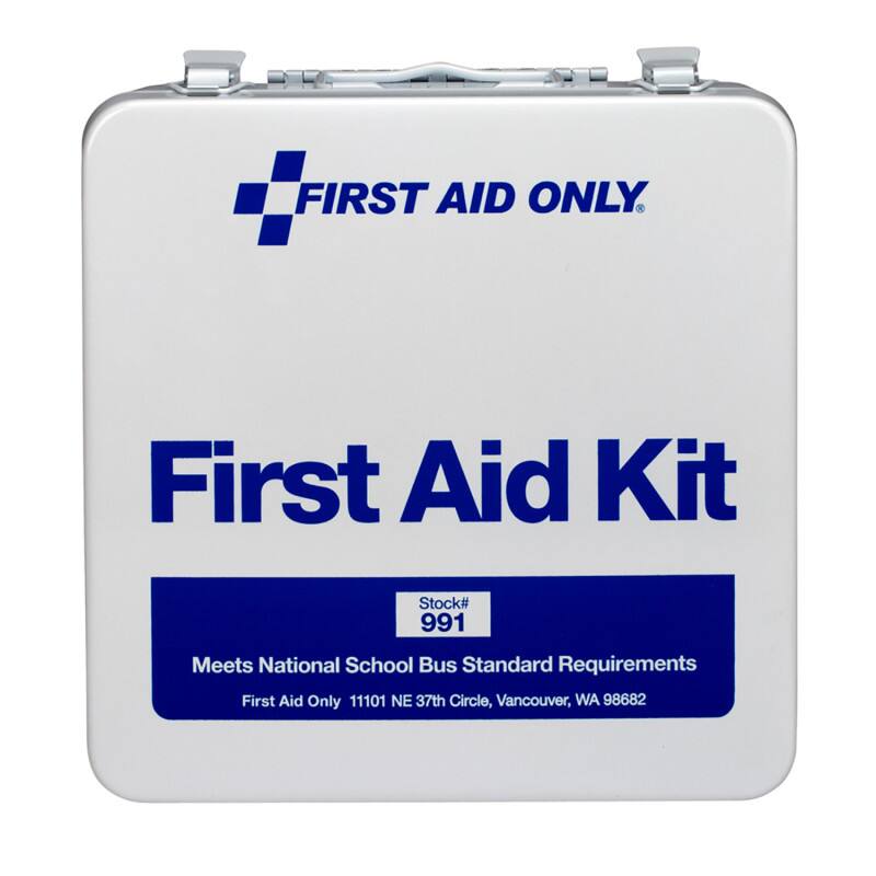 FIRST AID ONLY  
First Aid Kit  
Stock# 991  
Meets National School Bus Standard Requirements  
First Aid Only  
11101 NE 37th Circle, Vancouver, WA 98682