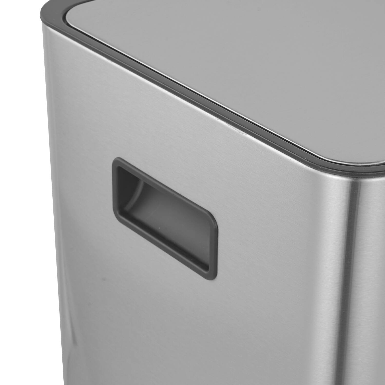 Back. Innovaze - 15.6 Gallon Rectangular Stainless Steel Recycle Step-on Trash Can with Dual 30 liter + 30 liter Compartments for Kitchen - Sliver.